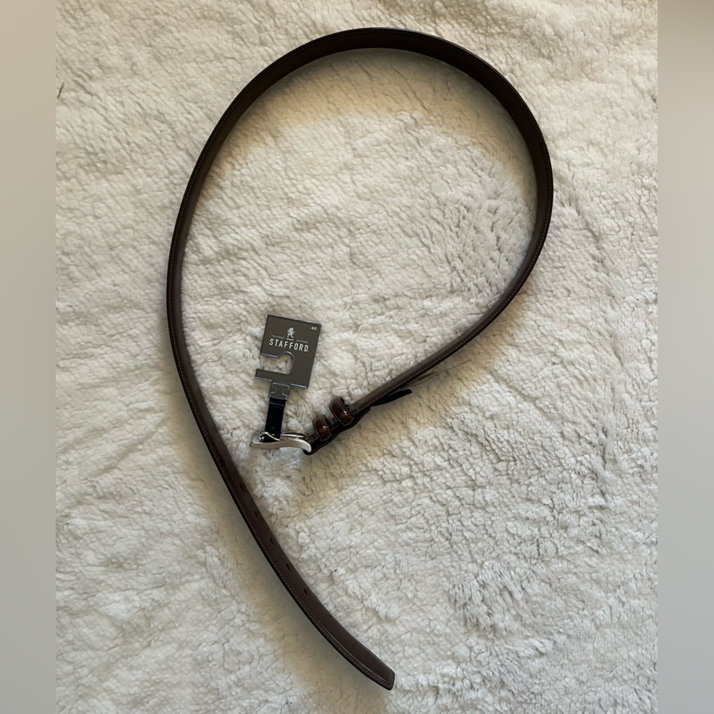 NWT Stafford Brown Leather Belt